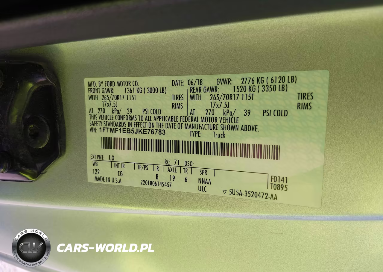 2018 Ford F-150 Xl VIN:1FTMF1EB5JKE76783 - 9