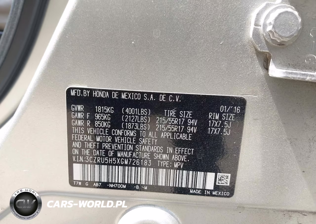 2016 Honda Hr-V Ex VIN:3CZRU5H5XGM726183 - 9