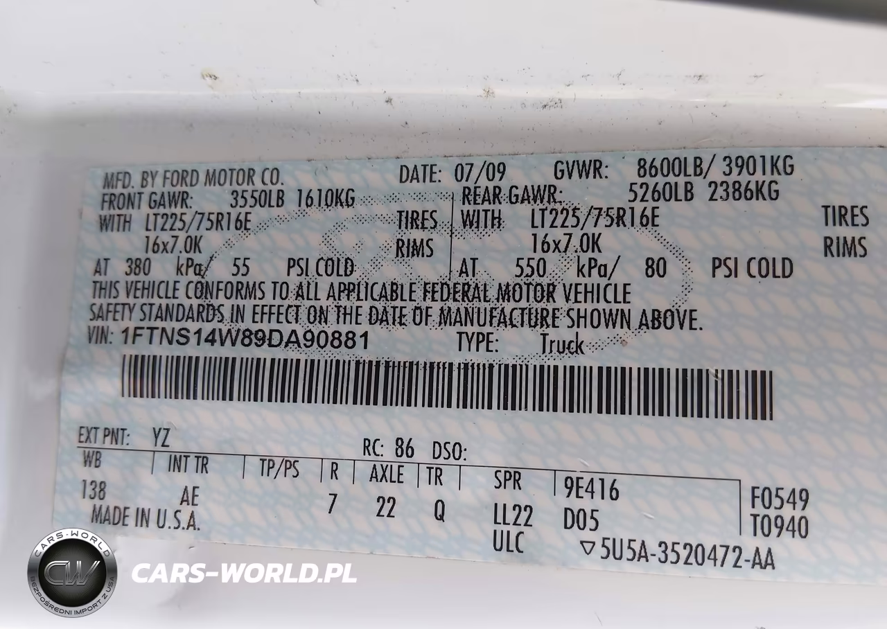2009 Ford E-150 Commercial VIN:1FTNS14W89DA90881 - 9