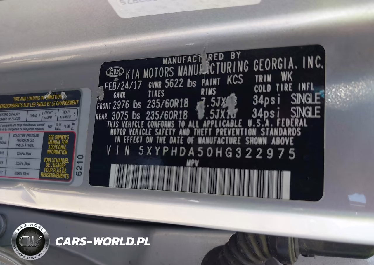 2017 Kia Sorento 3.3L Ex VIN:5XYPHDA50HG322975 - 9