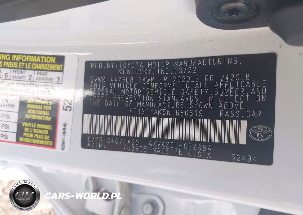 2022 Toyota Camry Se VIN:4T1G11AK5NU680619 - 9