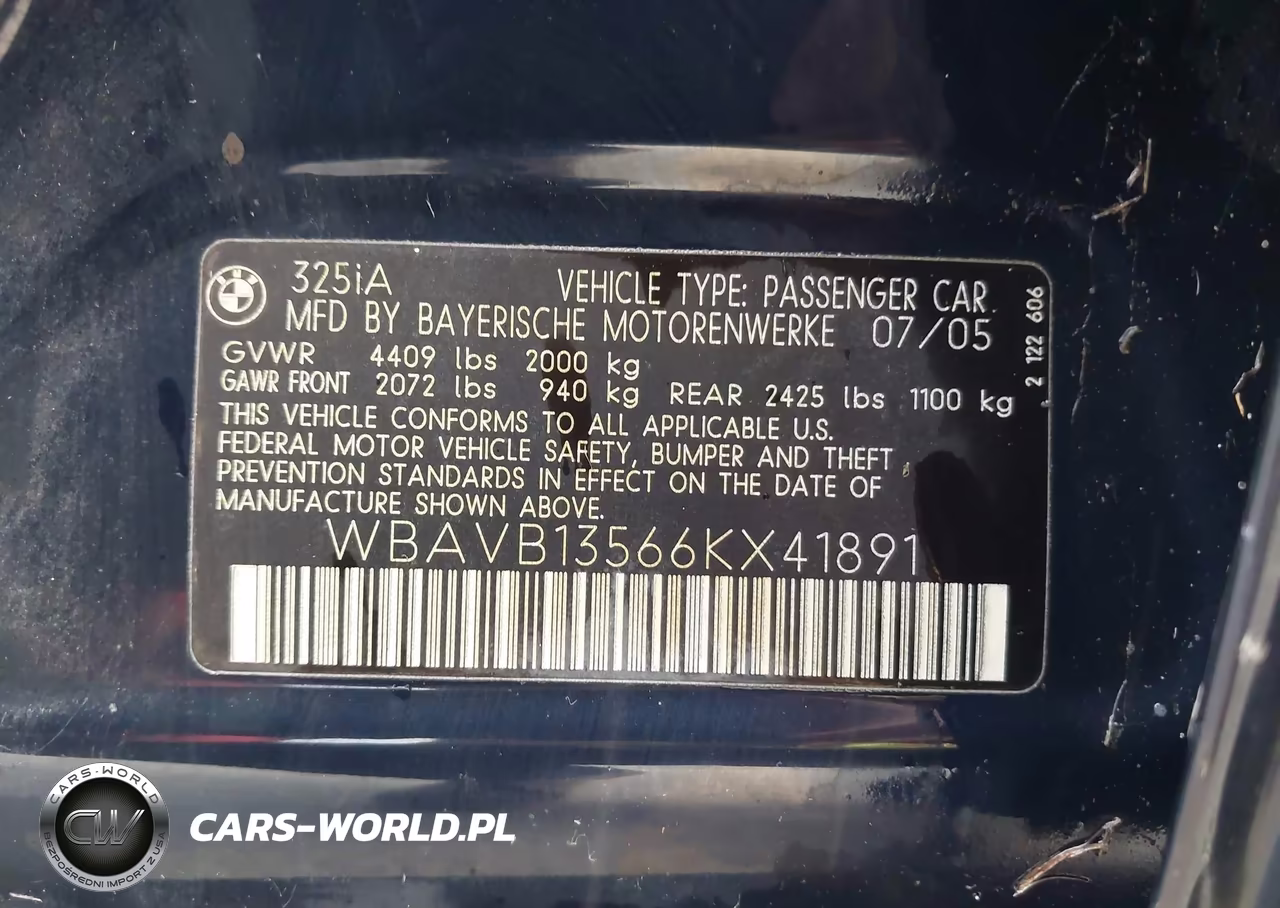 2006 BMW 325I VIN:WBAVB13566KX41891 - 9
