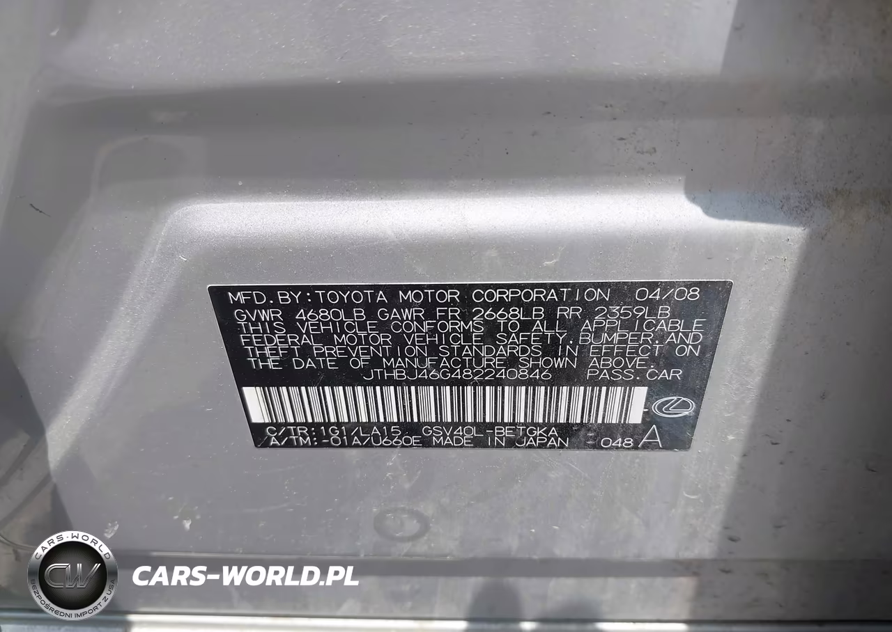 2008 Lexus Es 350 VIN:JTHBJ46G482240846 - 9