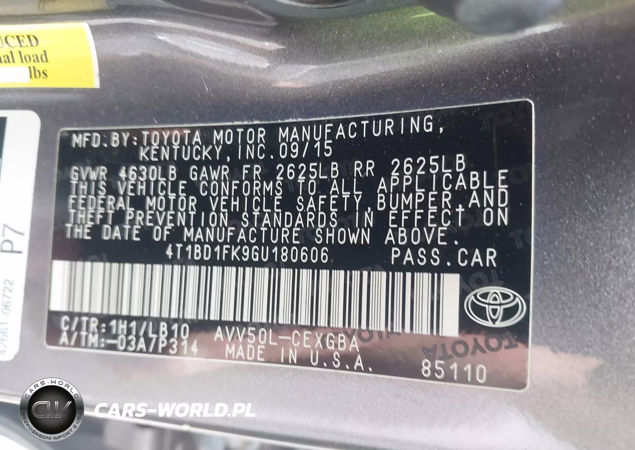 2016 Toyota Camry Hybrid Xle VIN:4T1BD1FK9GU180606 - 9