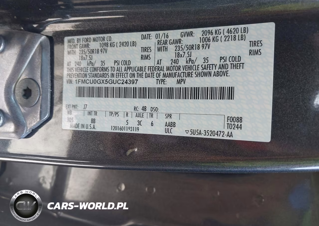 2016 Ford Escape Se VIN:1FMCU0GX5GUC24397 - 9