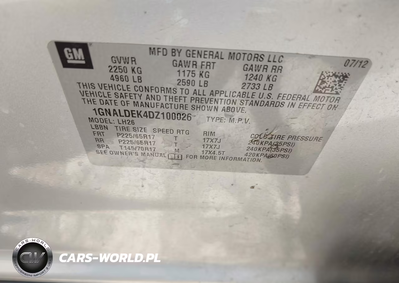 2013 Chevrolet Equinox Lt VIN:1GNALDEK4DZ100026 - 9