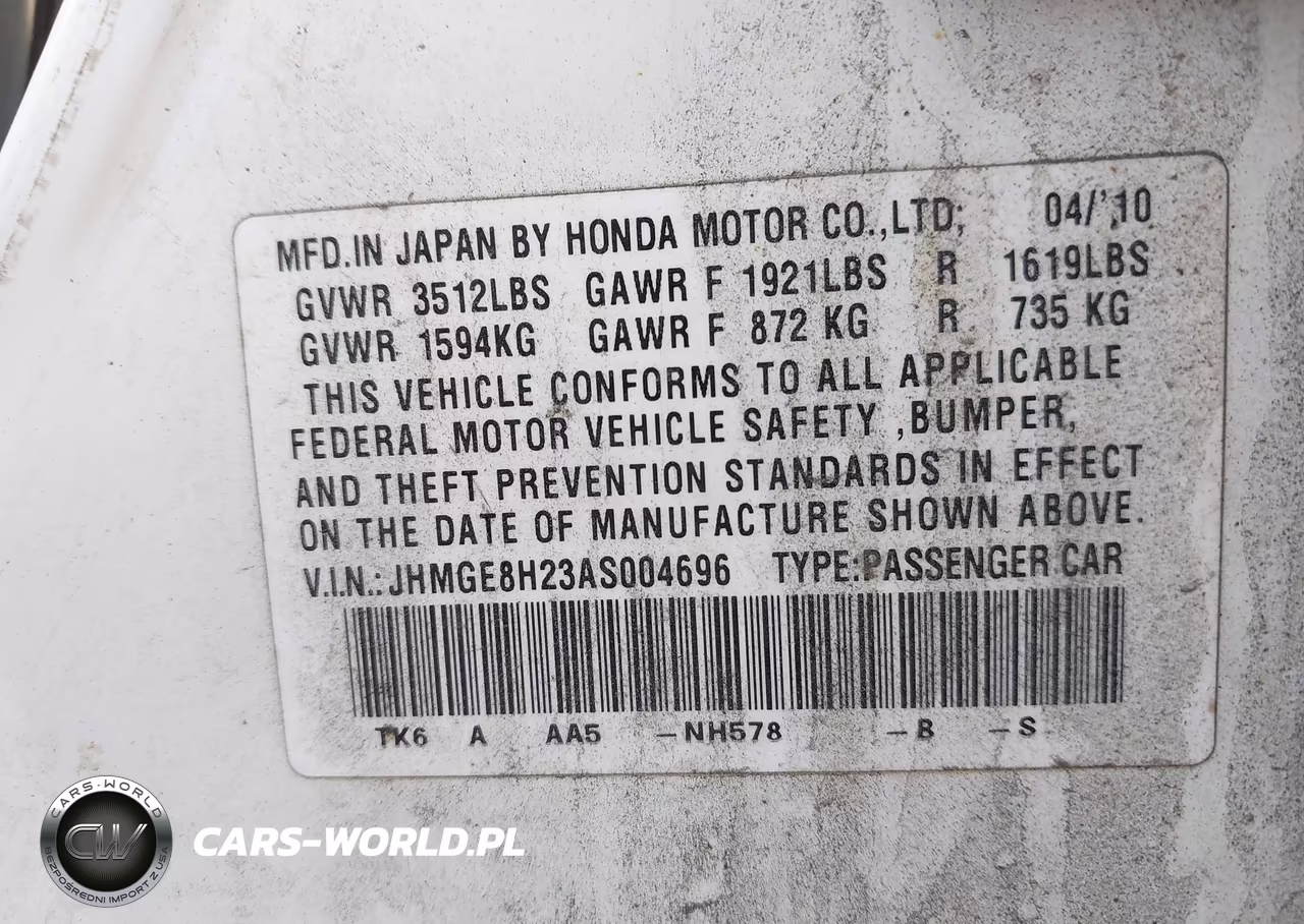 2010 Honda Fit VIN:JHMGE8H23AS004696 - 9