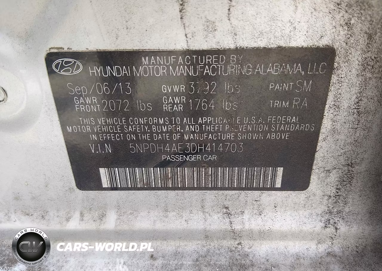 2013 Hyundai Elantra Gls VIN:5NPDH4AE3DH414703 - 9