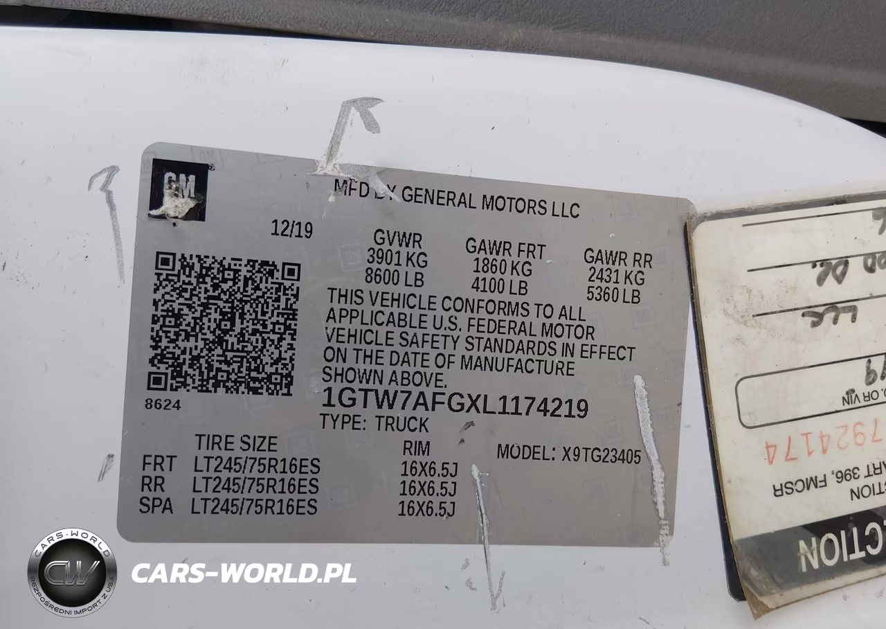 2020 GMC Savana Cargo Rwd 2500 Regular Wheelbase Work Van VIN:1GTW7AFGXL1174219 - 9
