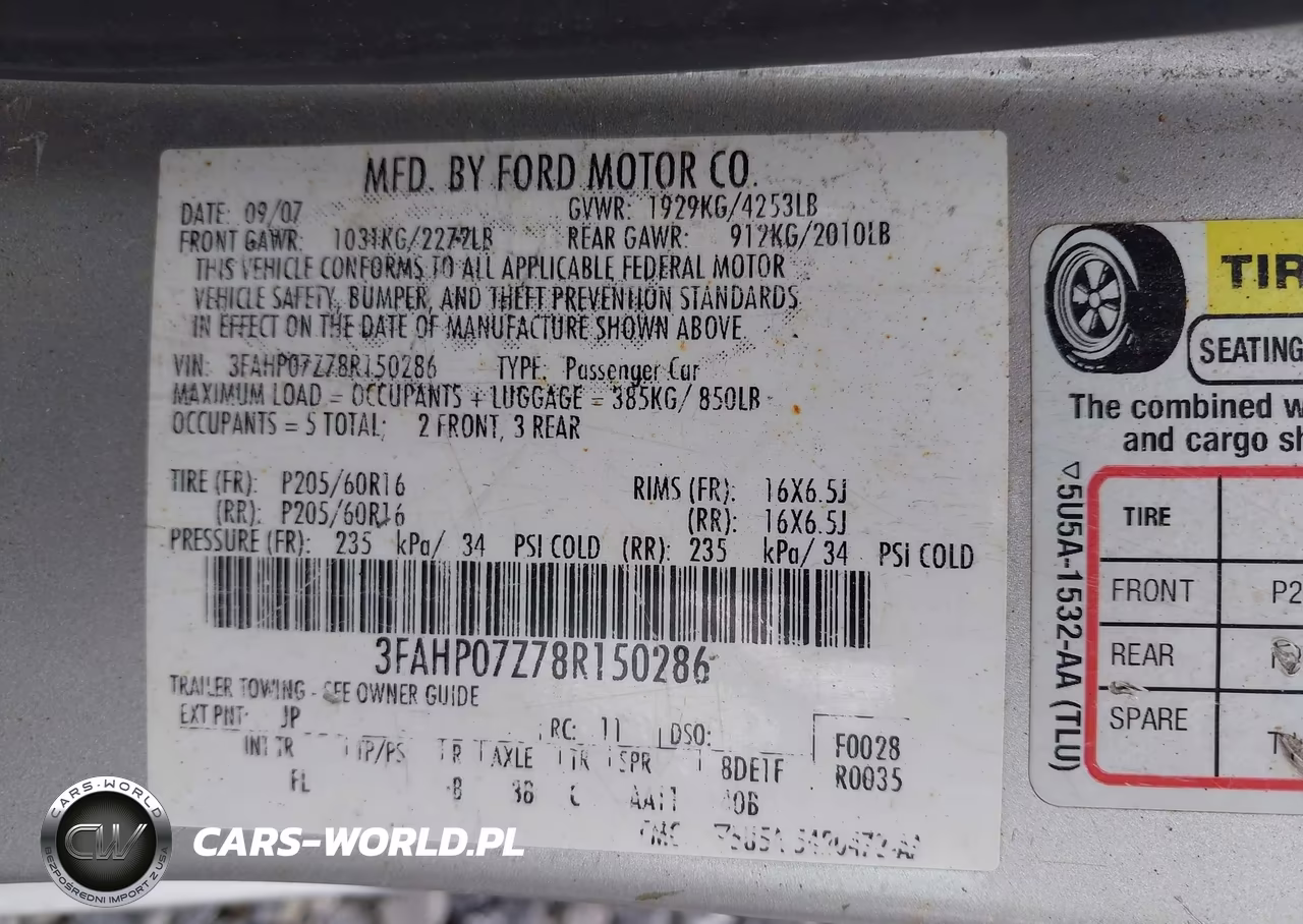 2008 Ford Fusion Se VIN:3FAHP07Z78R150286 - 9