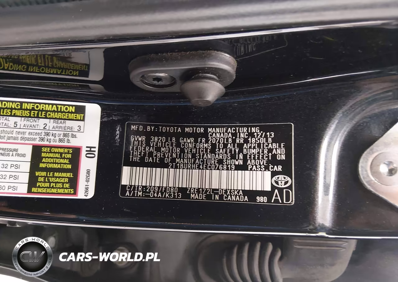 2014 Toyota Corolla S Plus VIN:2T1BURHE4EC076819 - 9