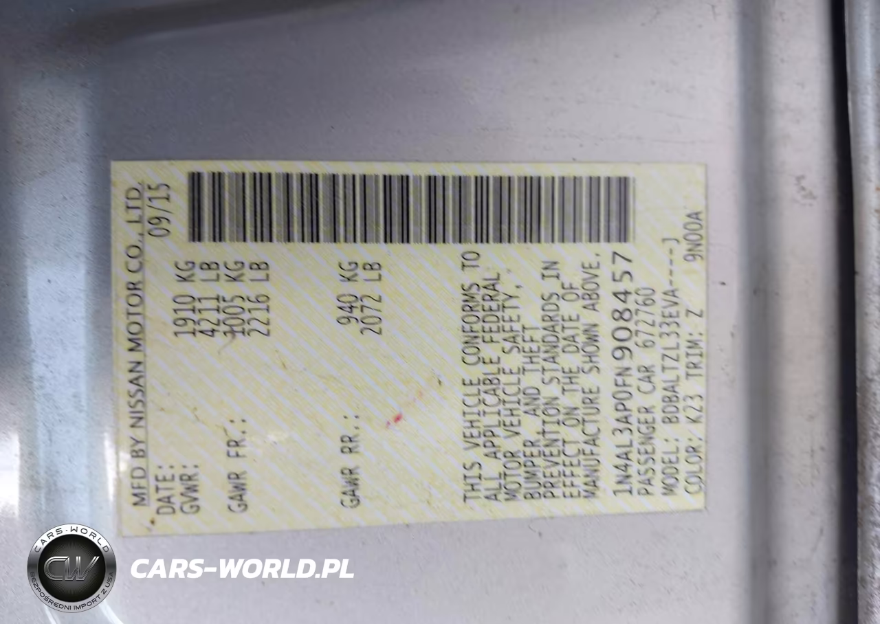 2015 Nissan Altima 2.5 Sl VIN:1N4AL3AP0FN908457 - 9