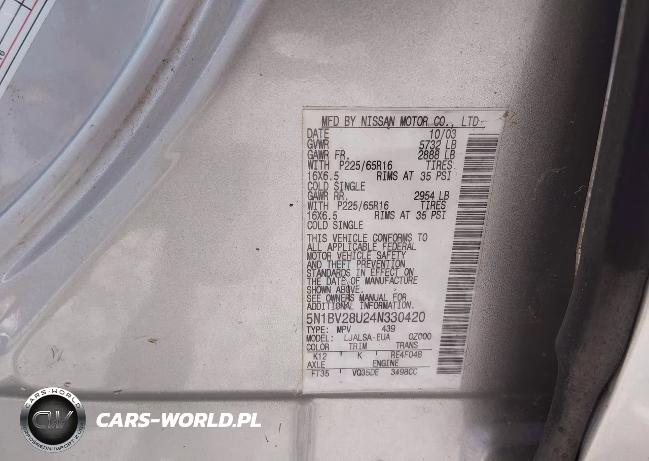 2004 Nissan Quest 3.5 S VIN:5N1BV28U24N330420 - 9