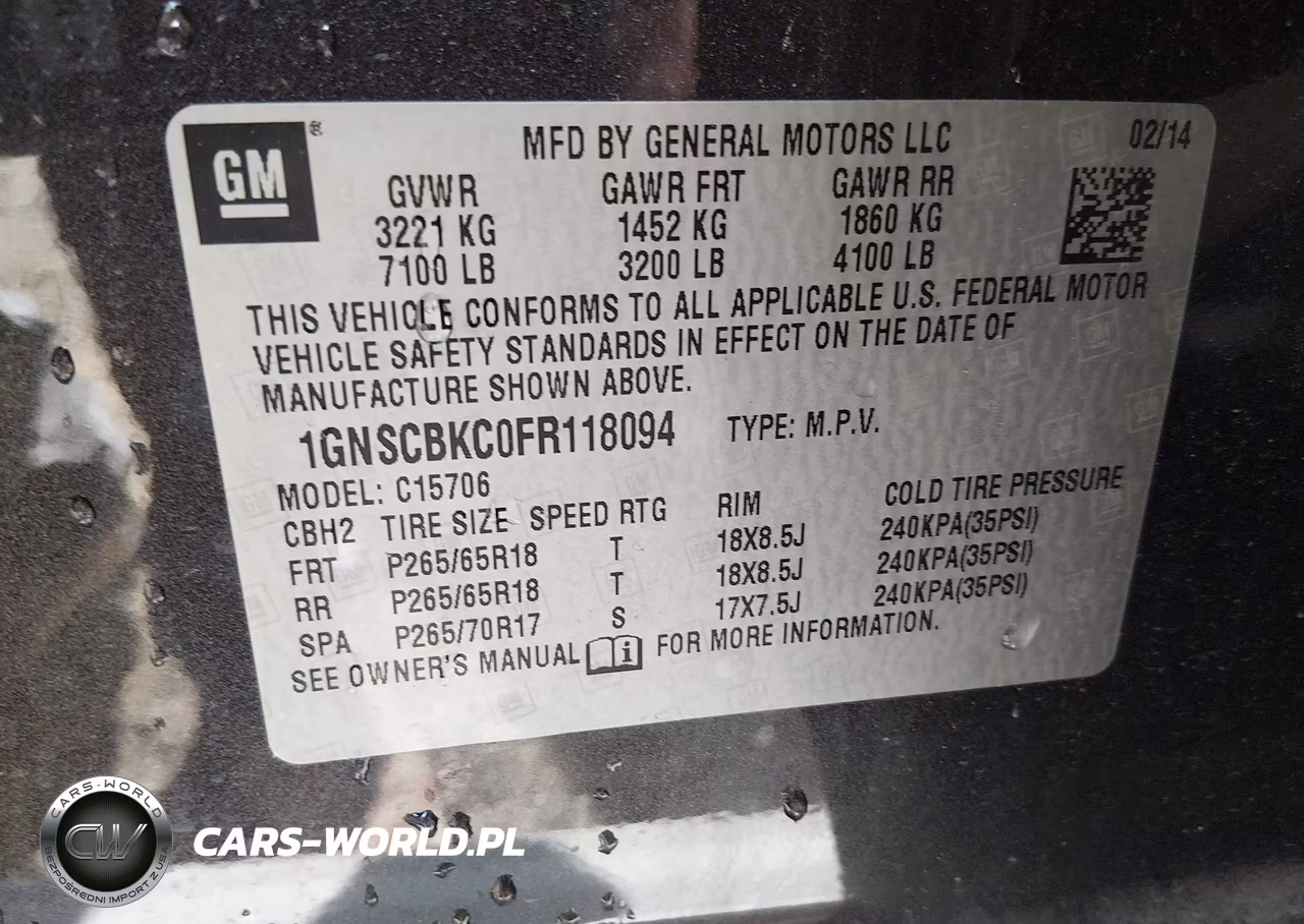 2015 Chevrolet Tahoe Lt VIN:1GNSCBKC0FR118094 - 9