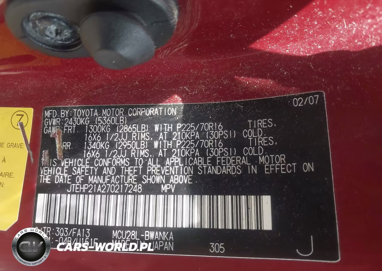 2007 Toyota Highlander V6 (2 Rows) (A5) VIN:JTEHP21A270217248 - 9