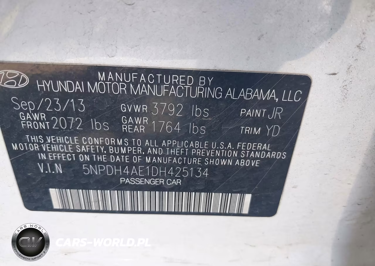 2013 Hyundai Elantra Gls VIN:5NPDH4AE1DH425134 - 9