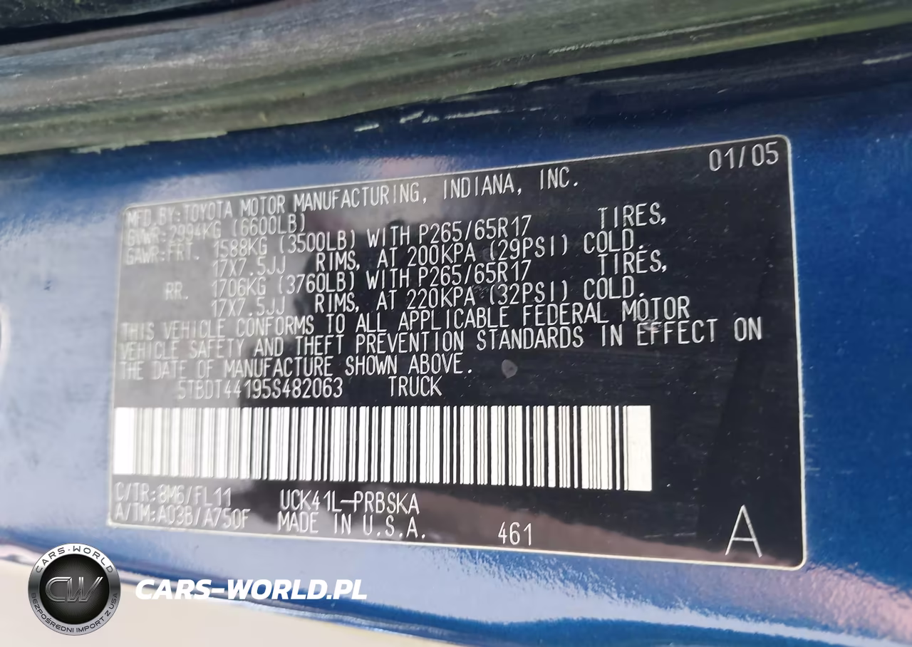 2005 Toyota Tundra Sr5 V8 VIN:5TBDT44195S482063 - 9