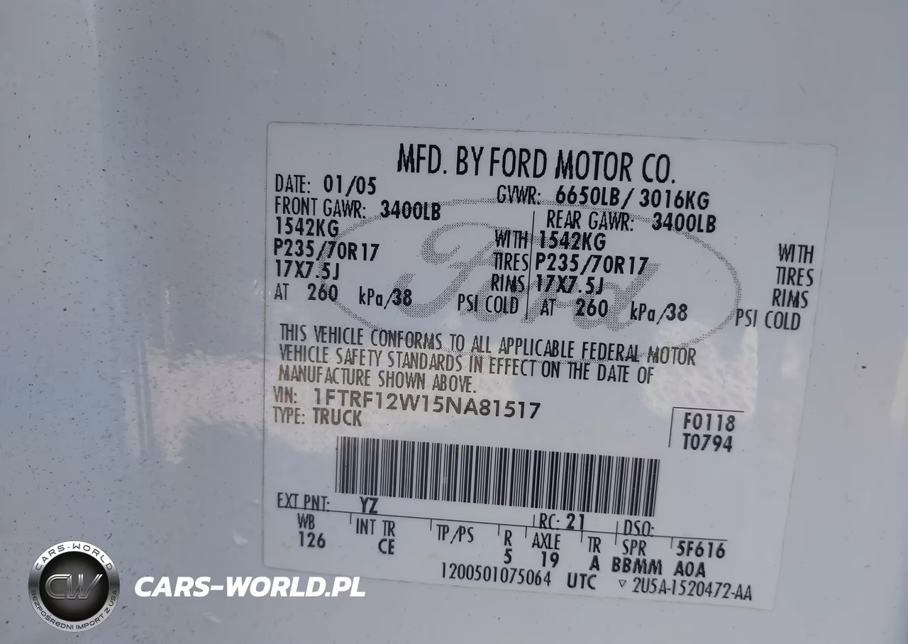 2005 Ford F-150 Stx-Xl-Xlt VIN:1FTRF12W15NA81517 - 9