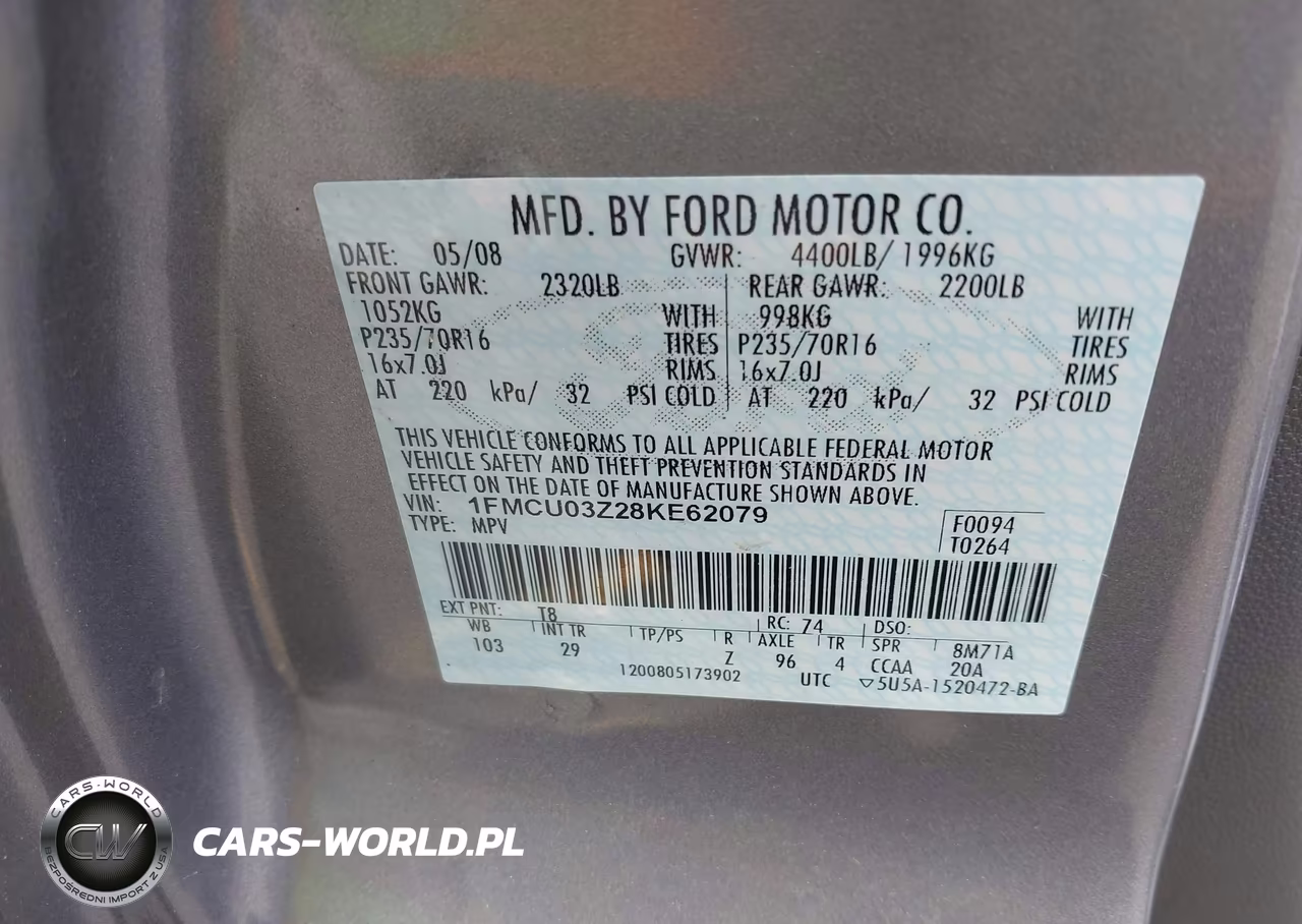 2008 Ford Escape Xlt VIN:1FMCU03Z28KE62079 - 9