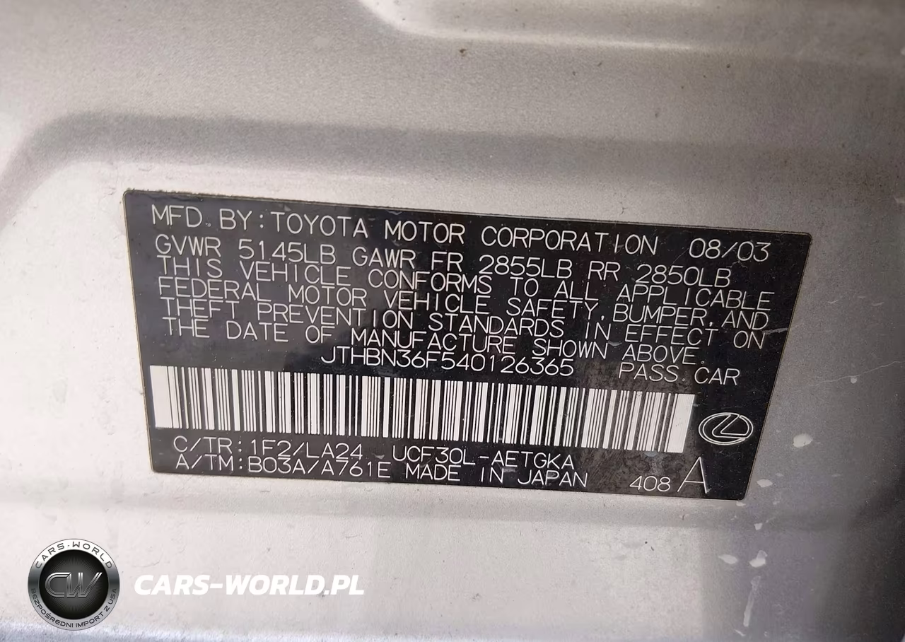 2004 Lexus Ls 430 VIN:JTHBN36F540126365 - 9