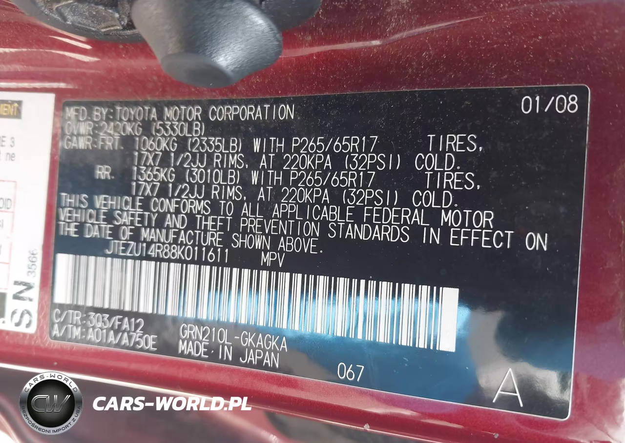 2008 Toyota 4Runner Sr5 V6 VIN:JTEZU14R88K011611 - 9