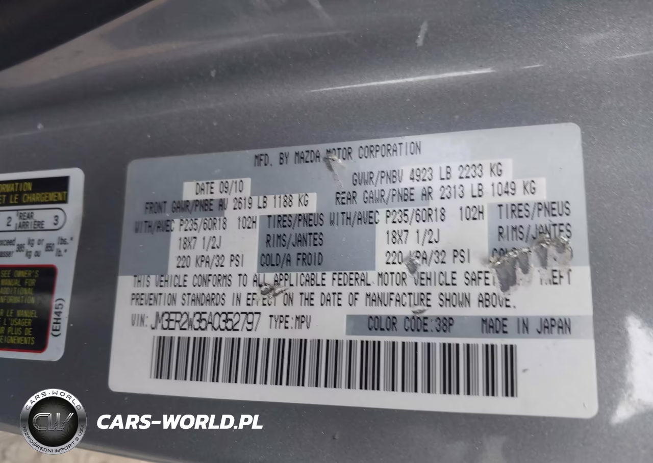 2010 Mazda Cx-7 S Touring VIN:JM3ER2W35A0352797 - 9