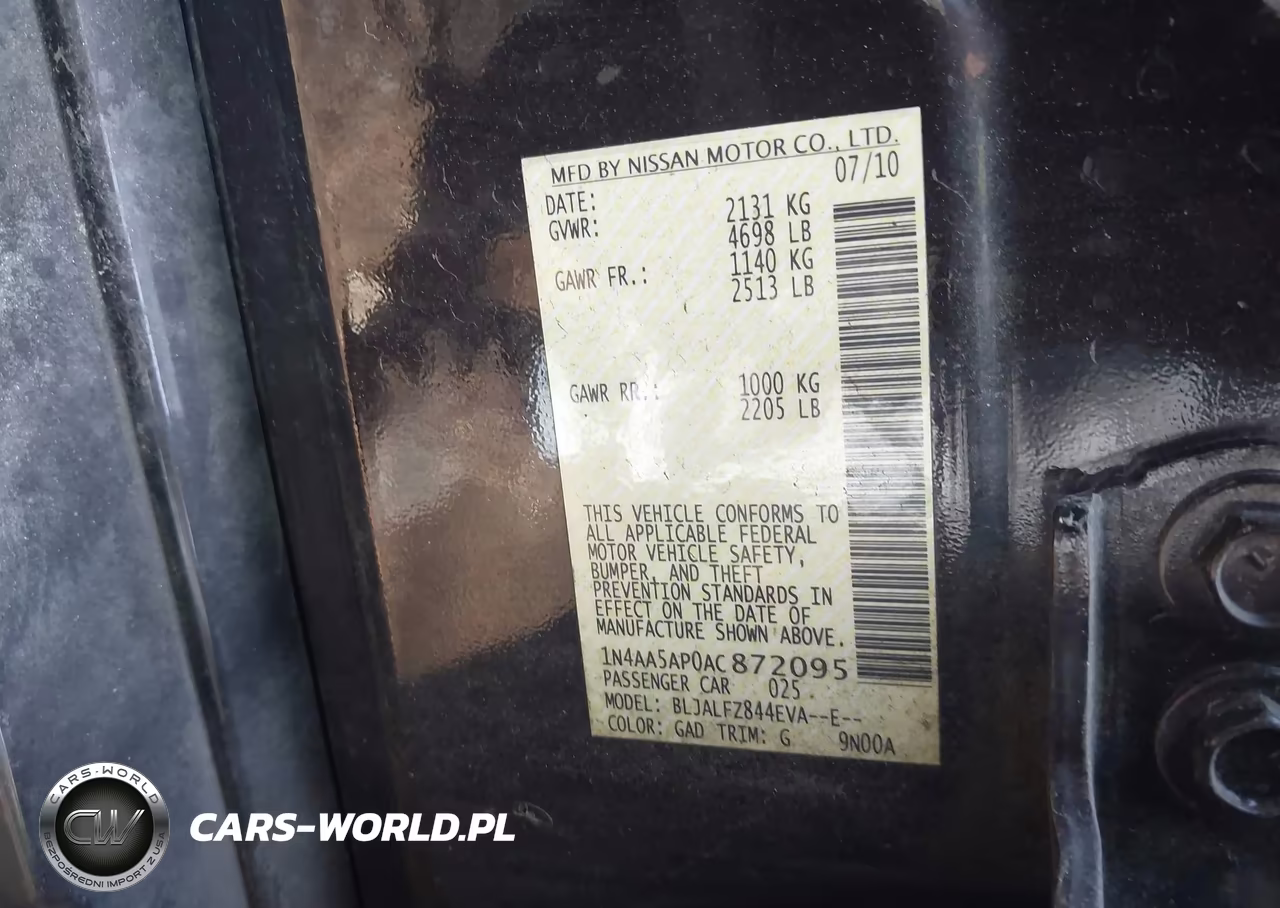 2010 Nissan Maxima 3.5 Sv VIN:1N4AA5AP0AC872095 - 9