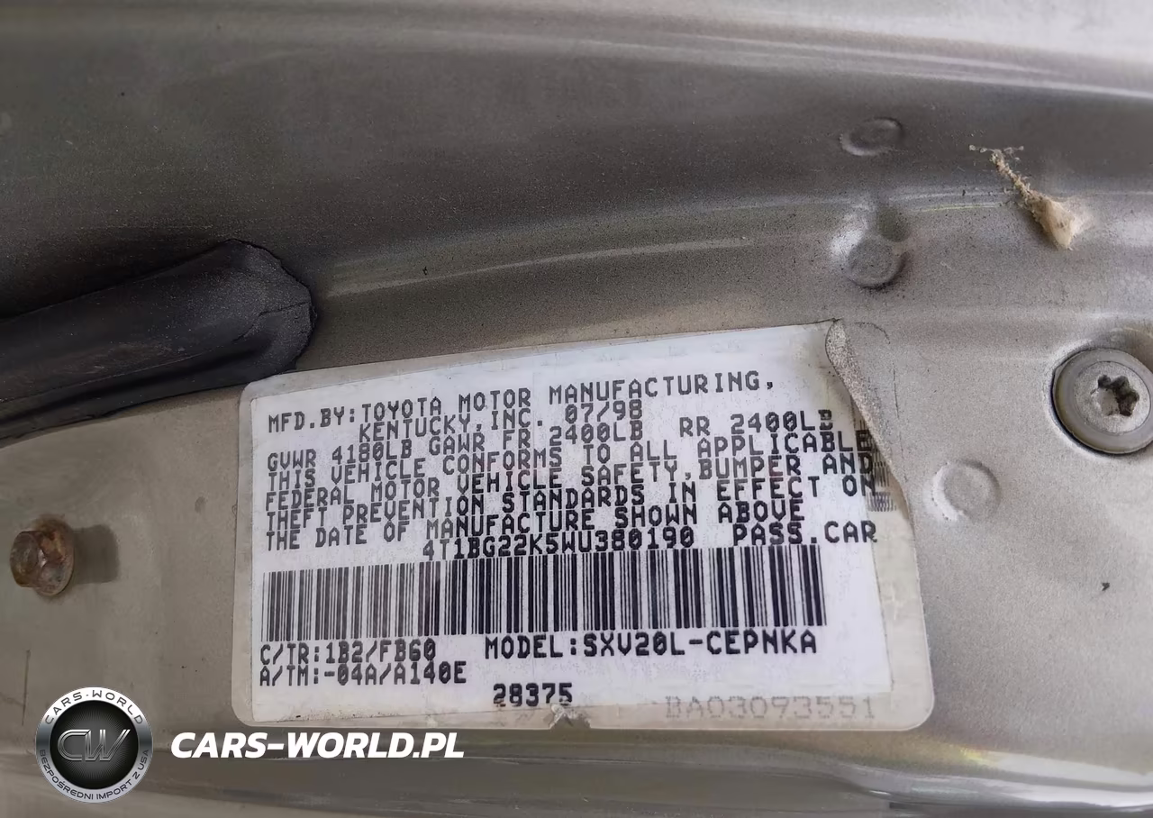 1998 Toyota Camry Le VIN:4T1BG22K5WU380190 - 9