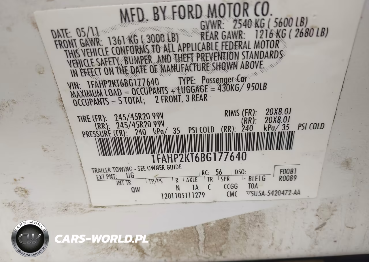 2011 Ford Taurus Sho VIN:1FAHP2KT6BG177640 - 9