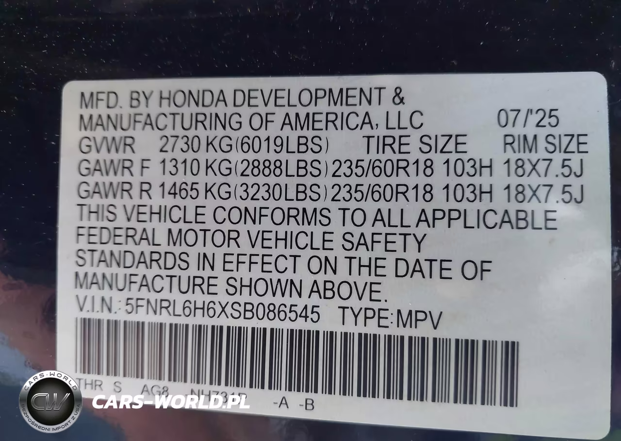 2025 Honda Odyssey Ex-L VIN:5FNRL6H6XSB086545 - 9