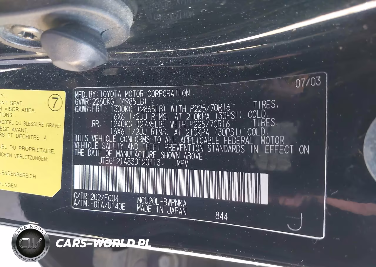 2003 Toyota Highlander V6 VIN:JTEGF21A830120113 - 9
