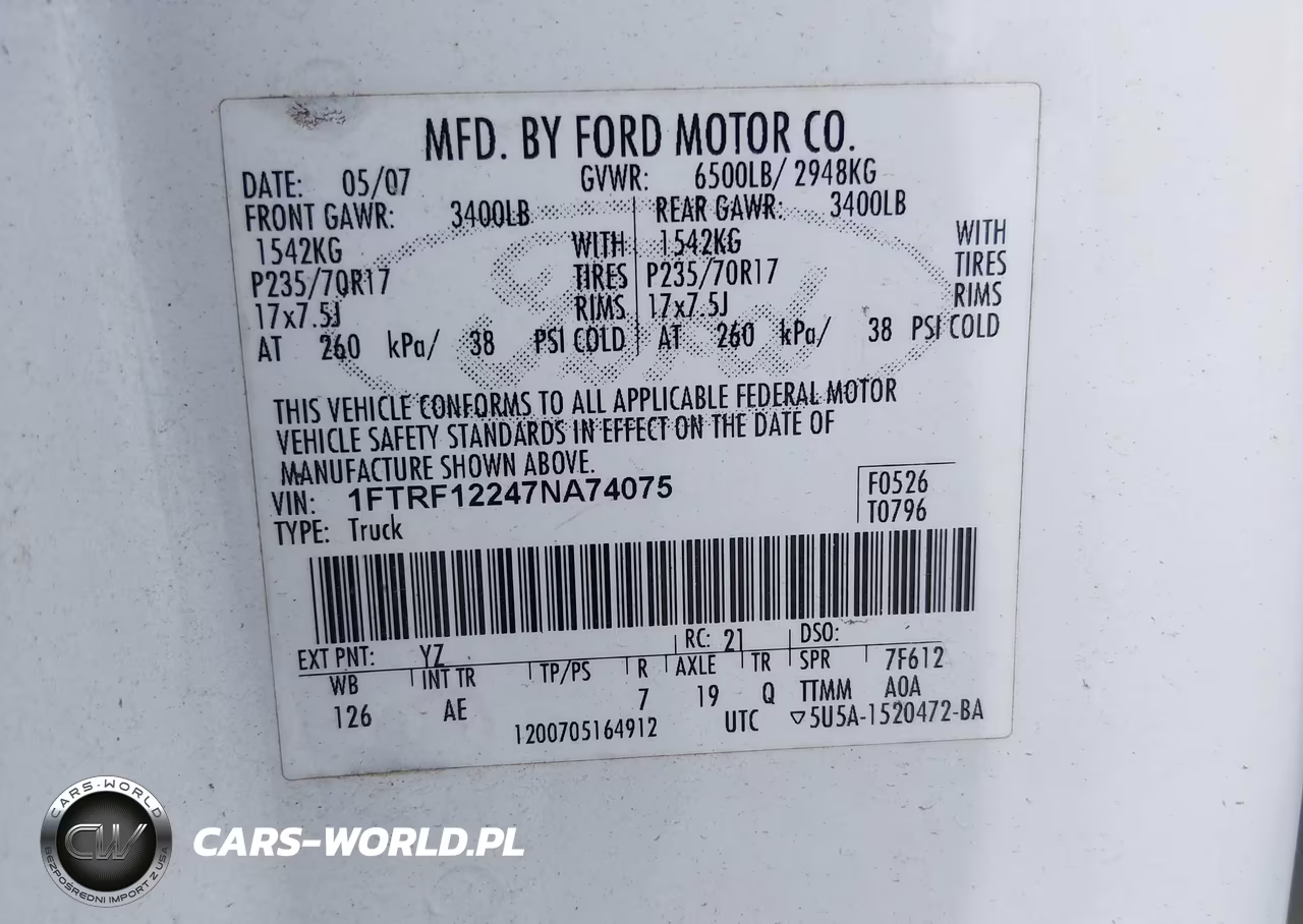 2007 Ford F-150 Stx-Xl-Xlt VIN:1FTRF12247NA74075 - 9