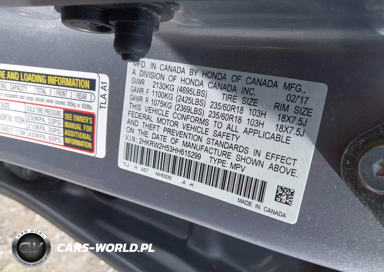 2017 Honda Cr-V Ex VIN:2HKRW2H53HH615299 - 9