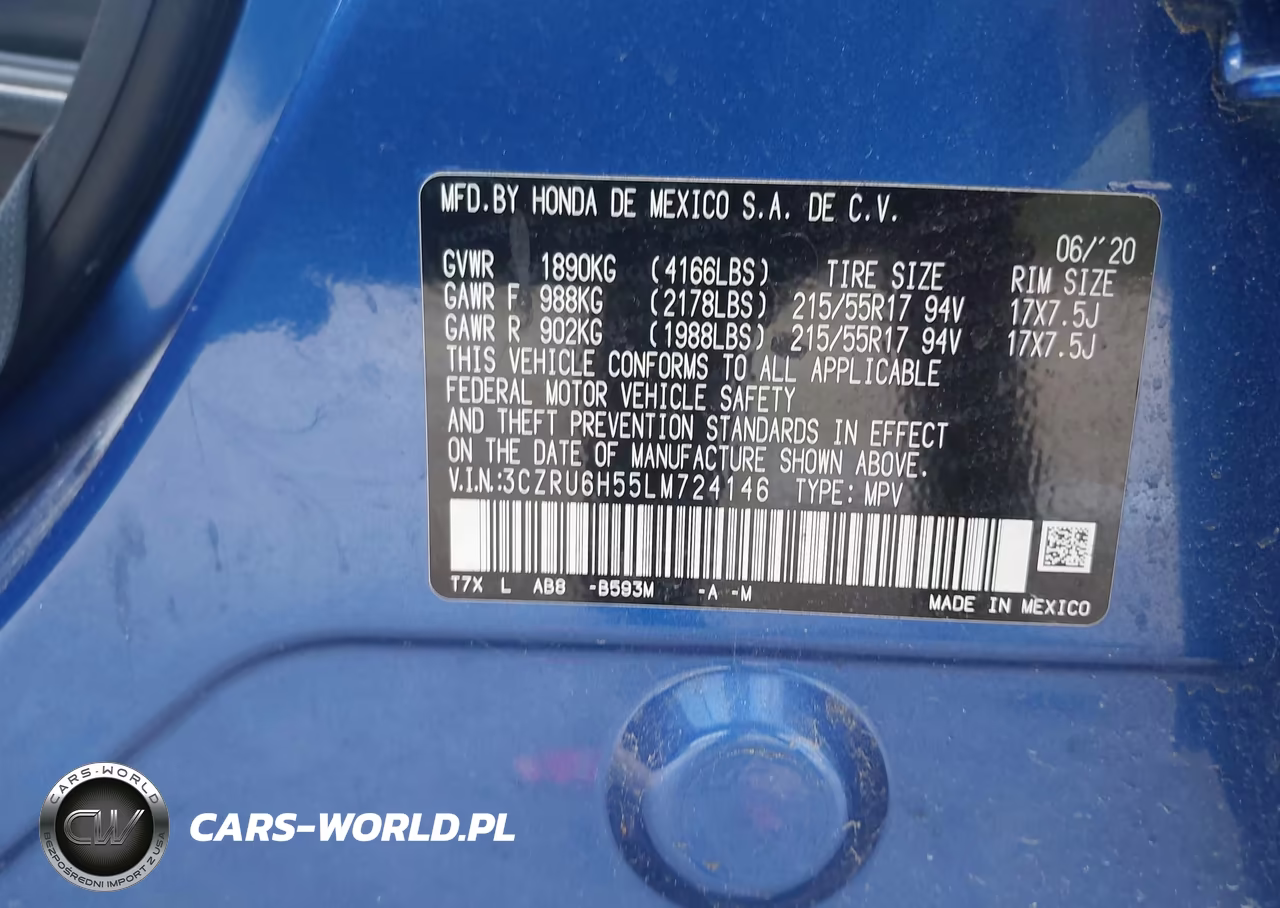 2020 Honda Hr-V Awd Ex VIN:3CZRU6H55LM724146 - 9
