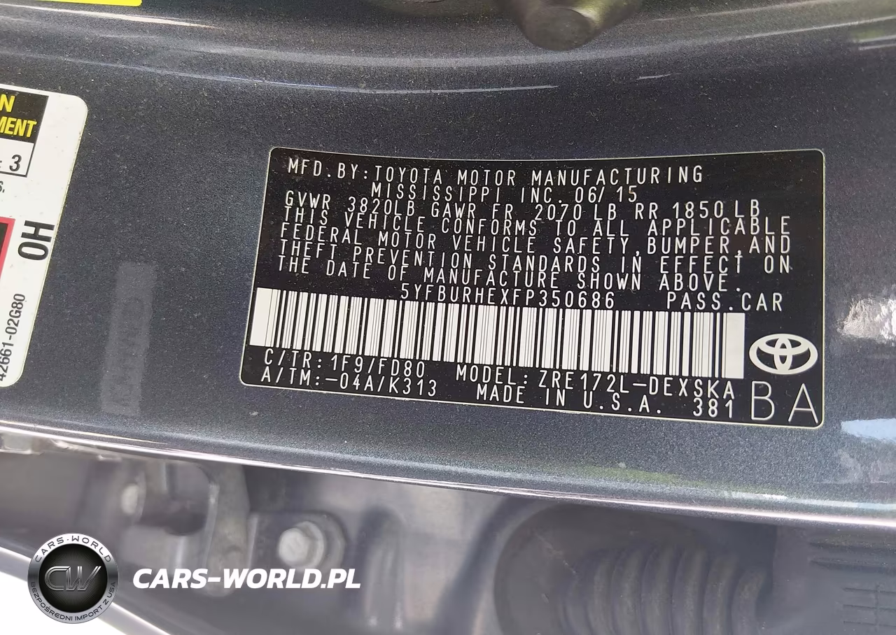 2015 Toyota Corolla S Plus VIN:5YFBURHEXFP350686 - 9