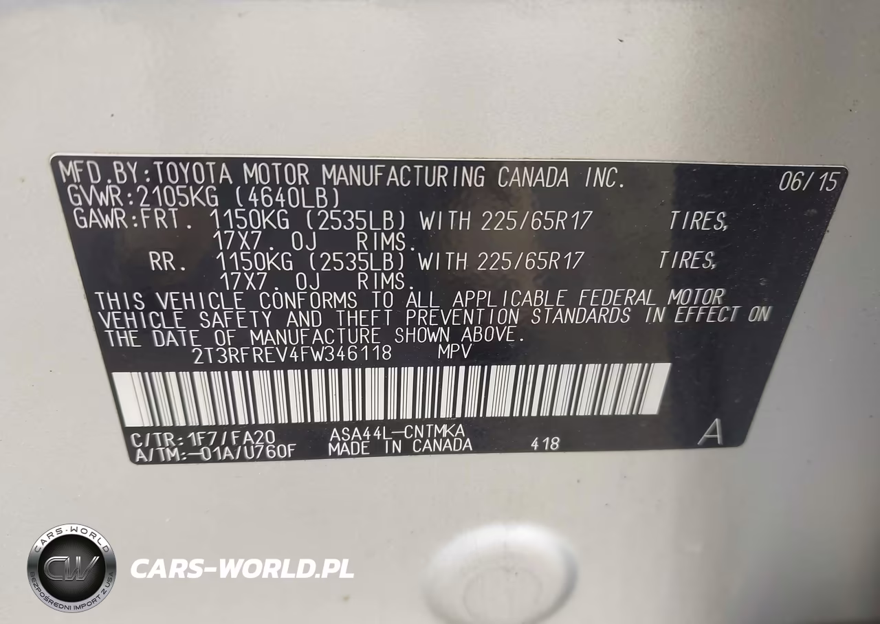 2015 Toyota Rav4 Xle VIN:2T3RFREV4FW346118 - 9