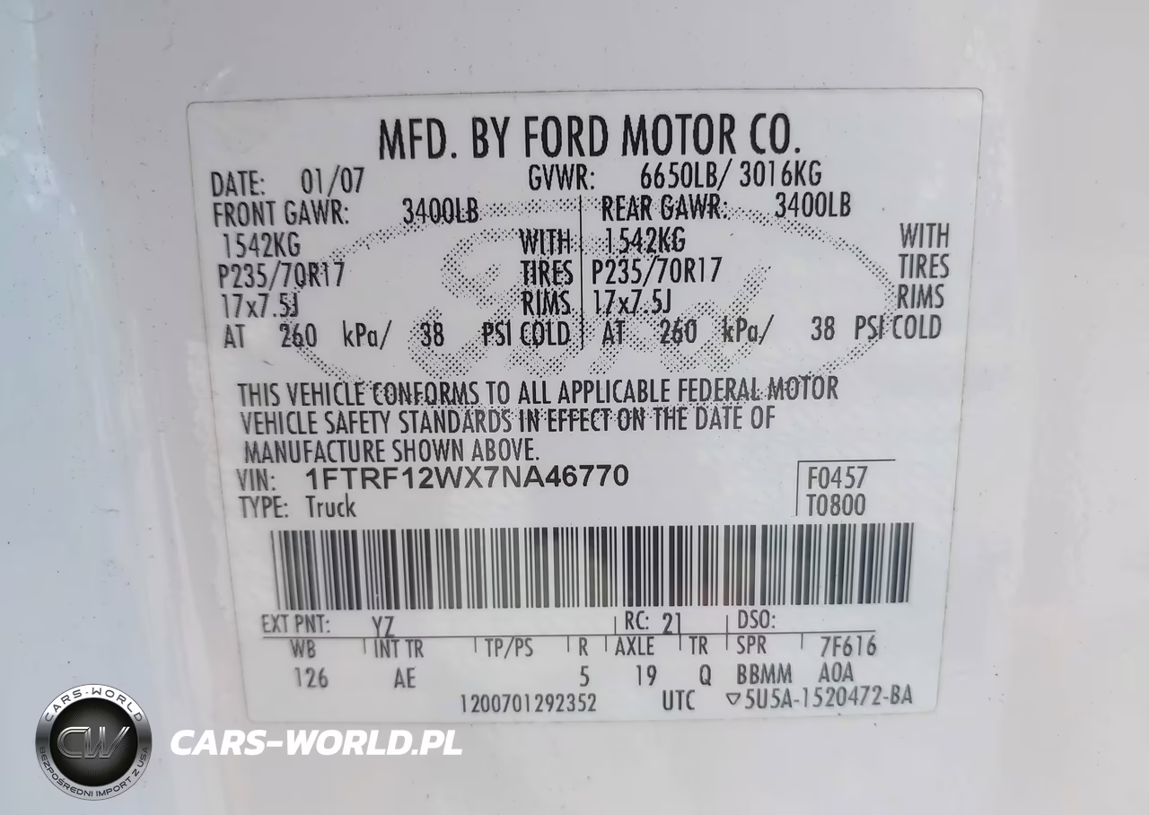 2007 Ford F-150 Stx-Xl-Xlt VIN:1FTRF12WX7NA46770 - 9