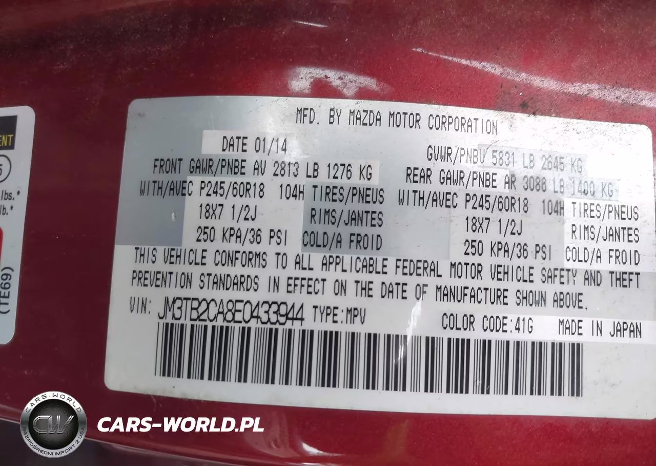 2014 Mazda Cx-9 Touring VIN:JM3TB2CA8E0433944 - 9