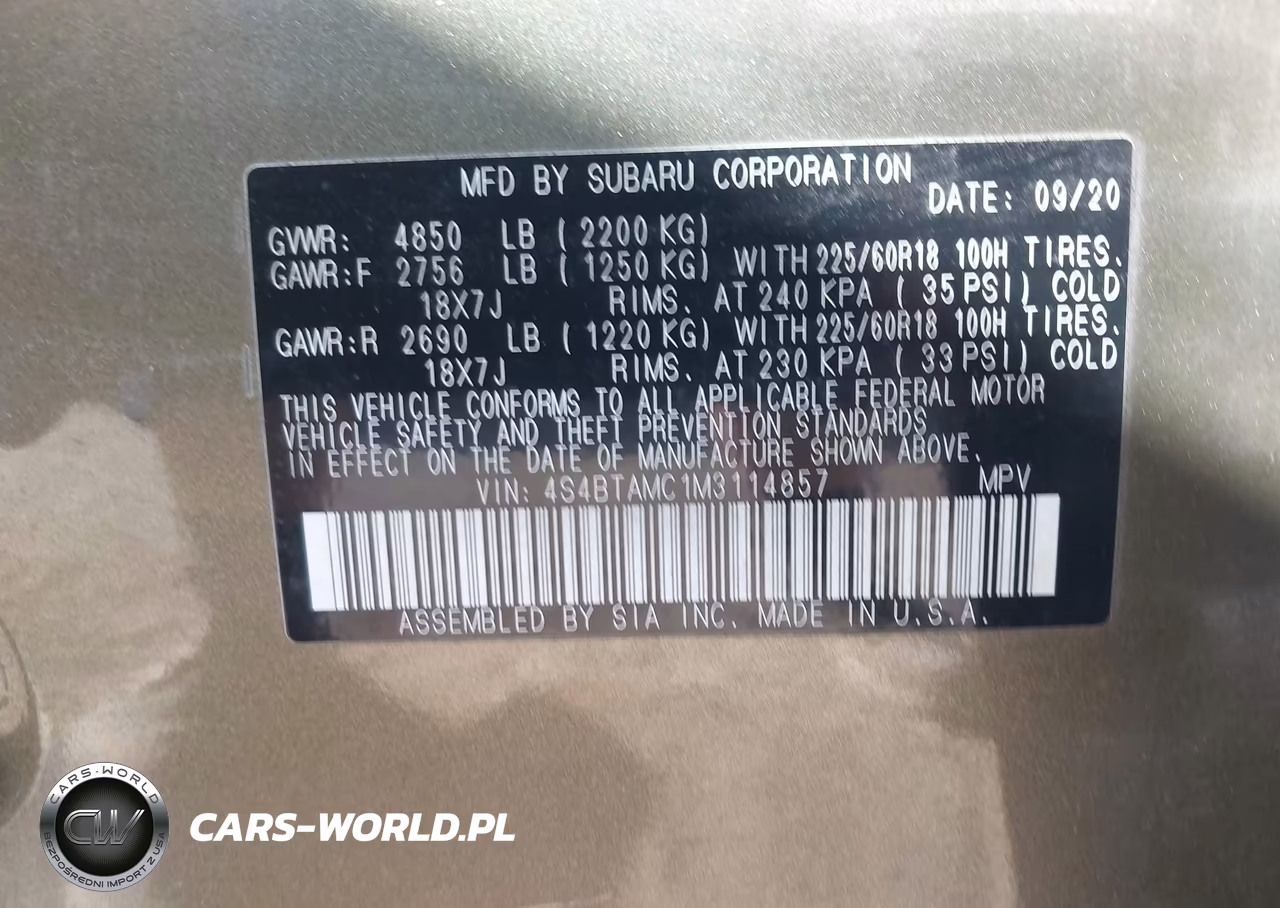 2021 Subaru Outback Limited VIN:4S4BTAMC1M3114857 - 9