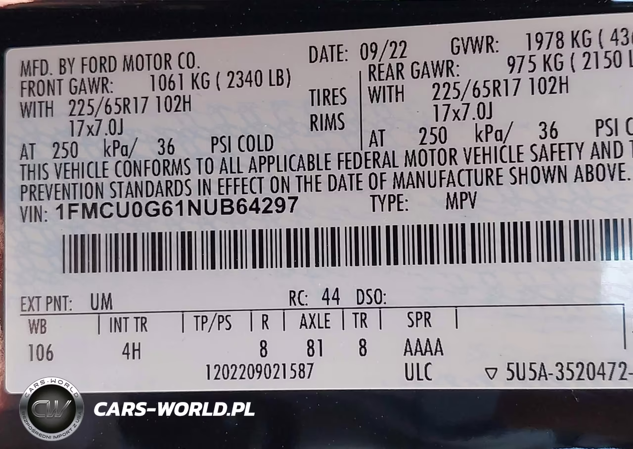 2022 Ford Escape Se VIN:1FMCU0G61NUB64297 - 9