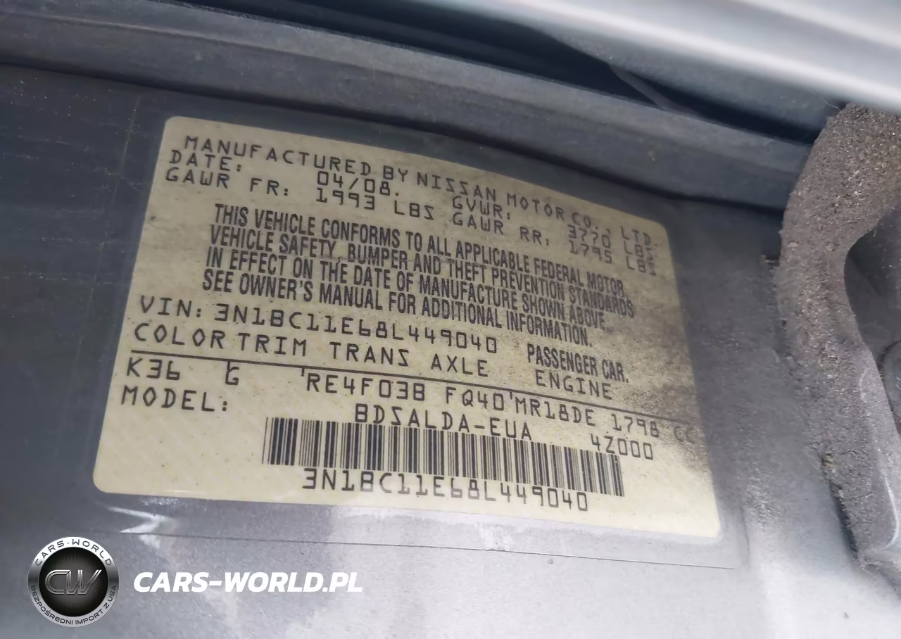2008 Nissan Versa 1.8 S VIN:3N1BC11E68L449040 - 9