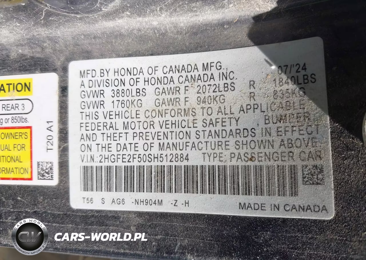 2025 Honda Civic Sport VIN:2HGFE2F50SH512884 - 9