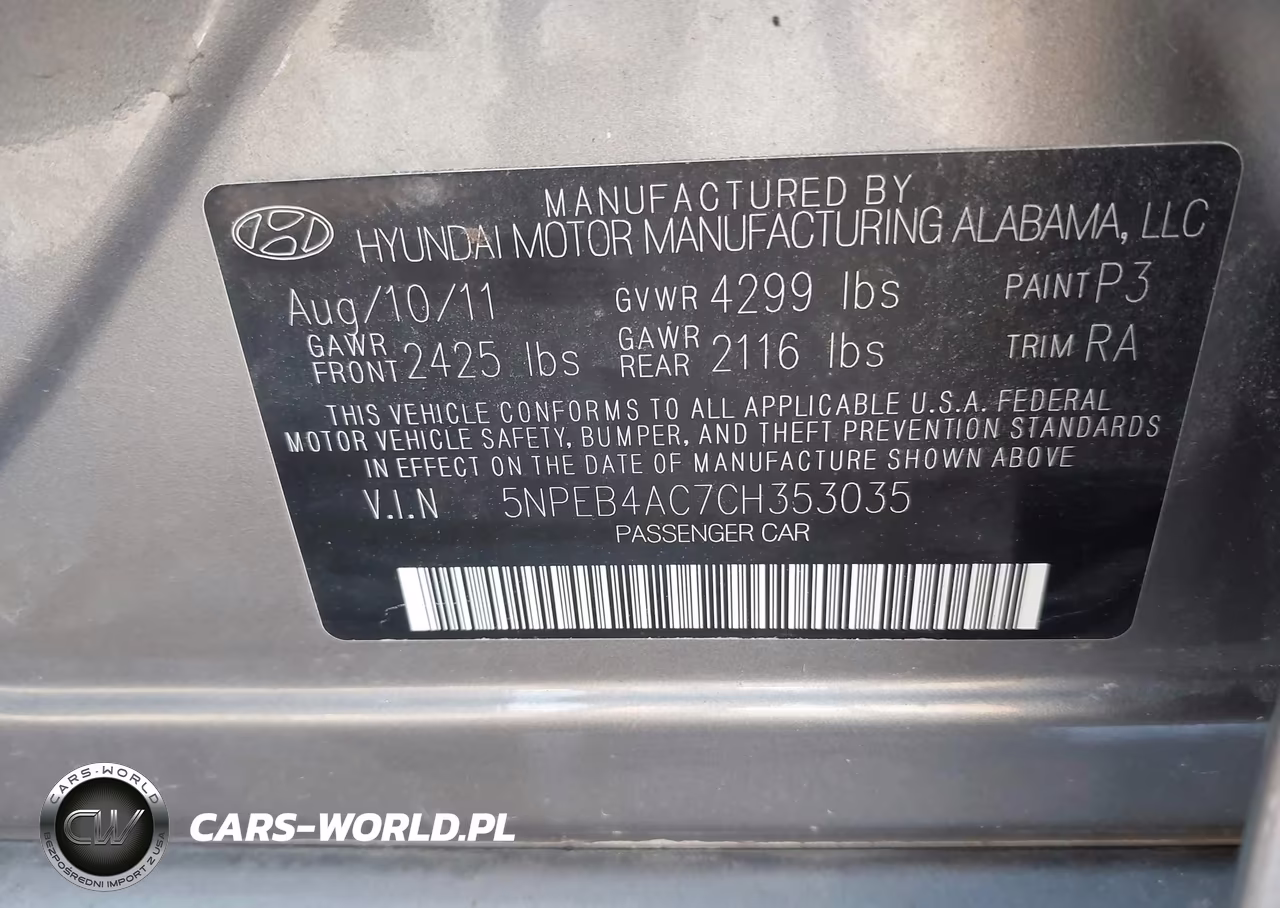 2012 Hyundai Sonata Gls VIN:5NPEB4AC7CH353035 - 9