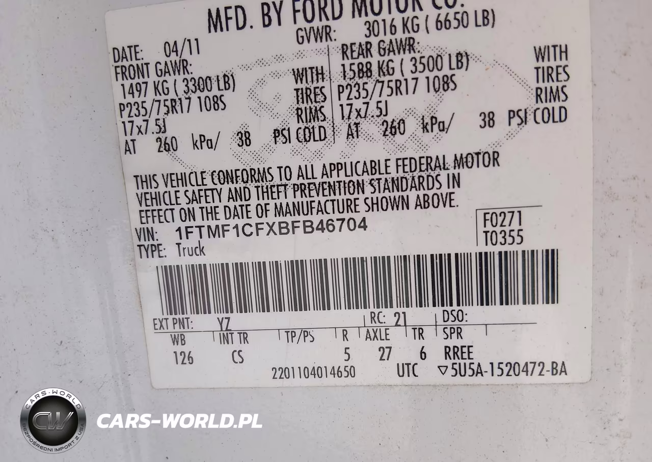 2011 Ford F-150 Stx-Xl-Xlt VIN:1FTMF1CFXBFB46704 - 9