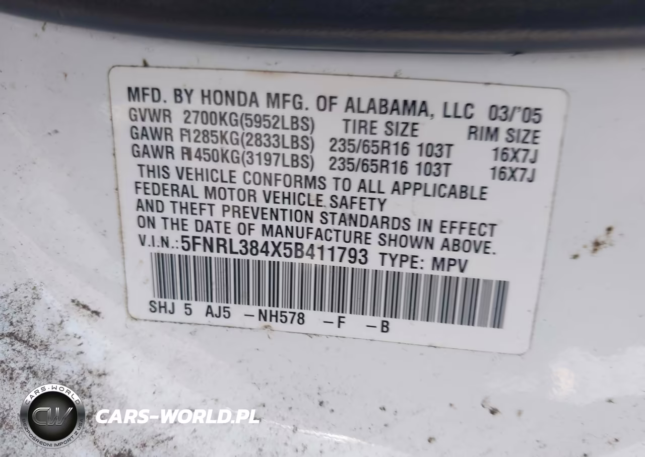 2005 Honda Odyssey Ex VIN:5FNRL384X5B411793 - 9