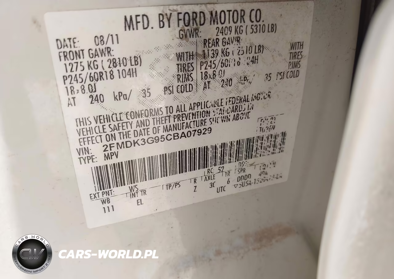 2012 Ford Edge Se VIN:2FMDK3G95CBA07929 - 9