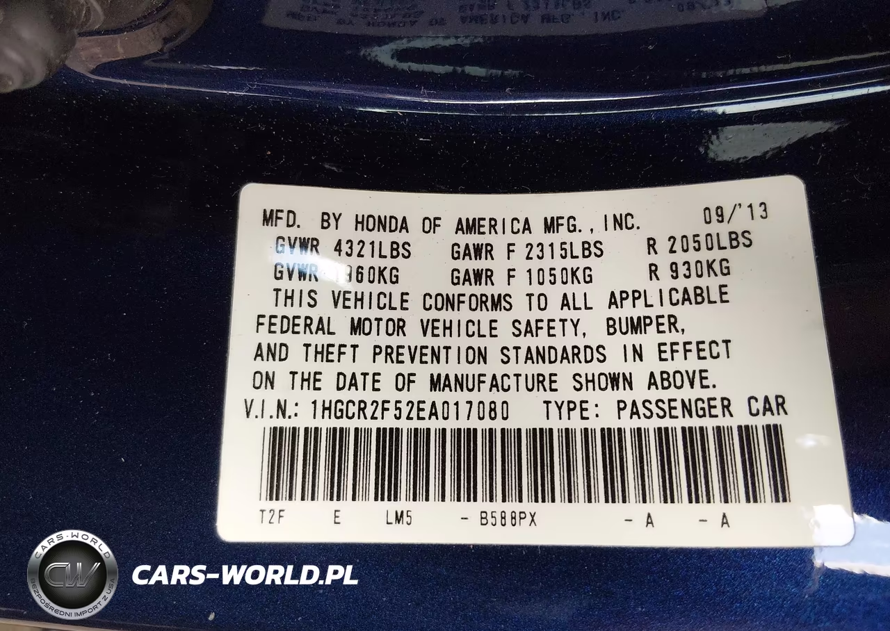 2014 Honda Accord Sport VIN:1HGCR2F52EA017080 - 9