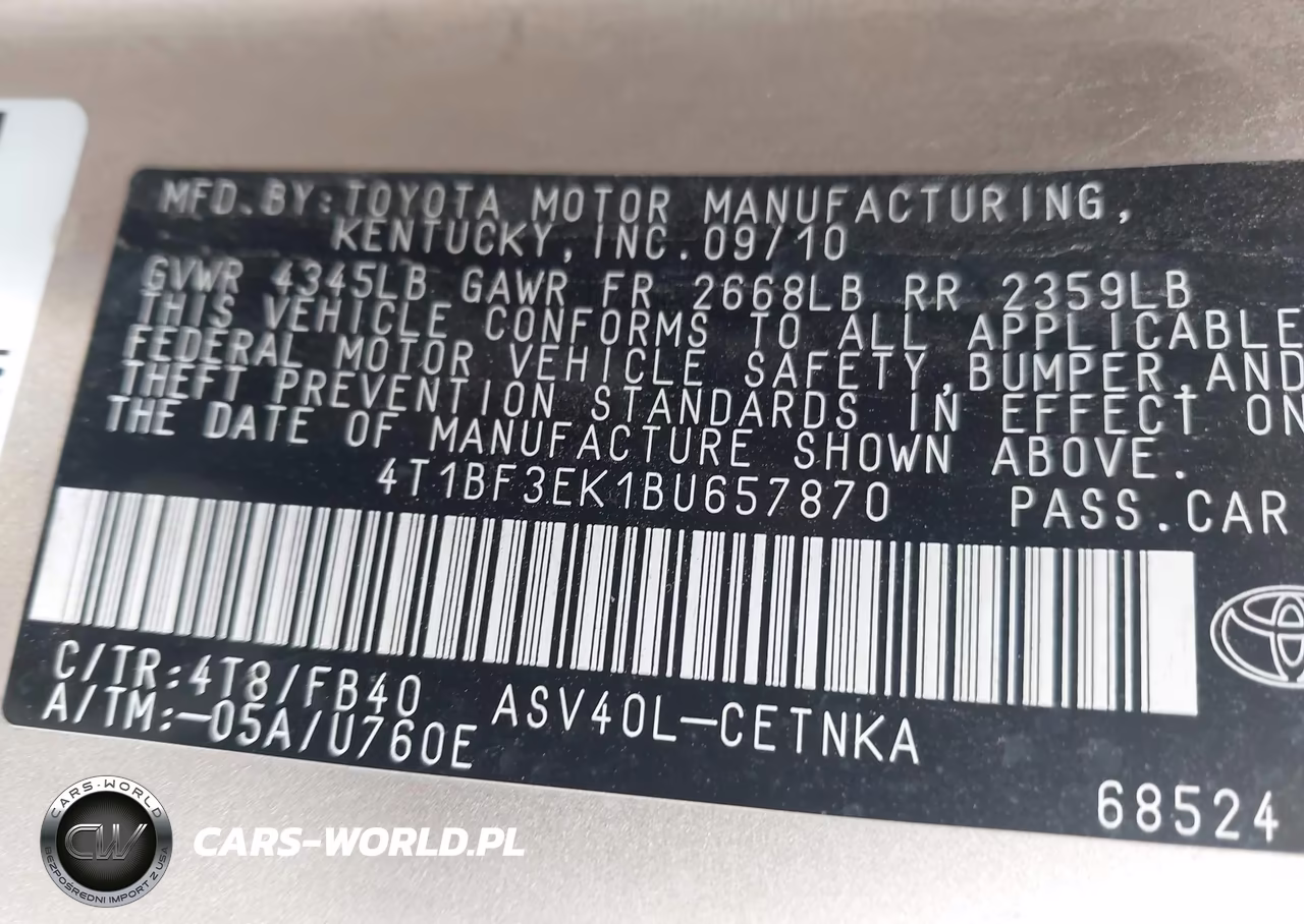 2011 Toyota Camry Le VIN:4T1BF3EK1BU657870 - 9