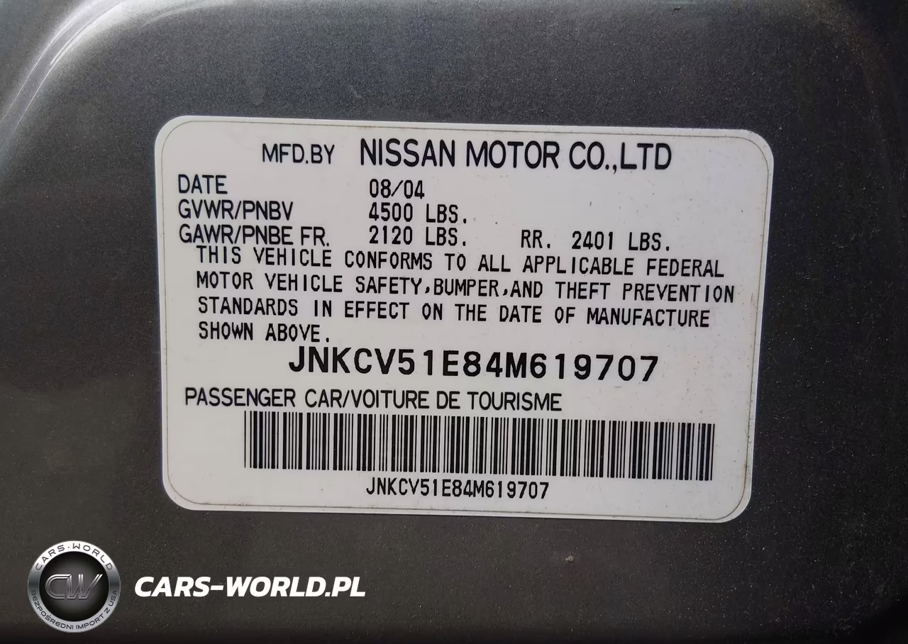 2004 Infiniti G35 VIN:JNKCV51E84M619707 - 9