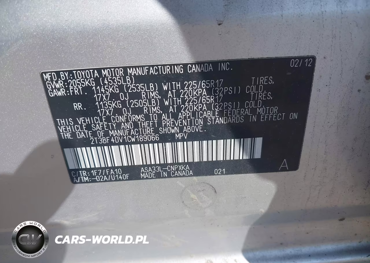 2012 Toyota Rav4 VIN:2T3BF4DV1CW189066 - 9